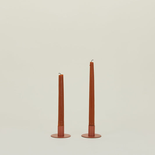 Essential Metal Candle Holders, Set of 2 - Terracotta
