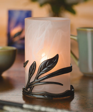 Hollowick Black Powder Coated Wrought Iron Leaf Ring Holder