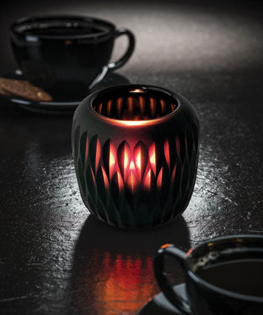 Hollowick Mystic Glass Votive, Black and Amber