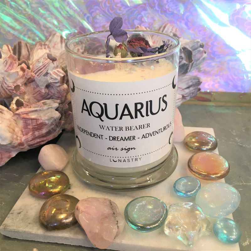 Lunastry Zodiac Soy Wax Crystal Candle 11oz