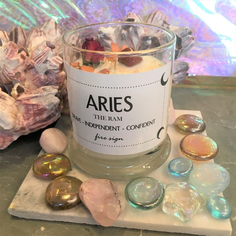 Lunastry Zodiac Soy Wax Crystal Candle 11oz