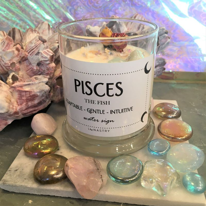 Lunastry Zodiac Soy Wax Crystal Candle 11oz