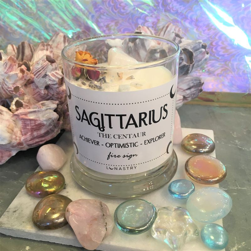 Lunastry Zodiac Soy Wax Crystal Candle 11oz