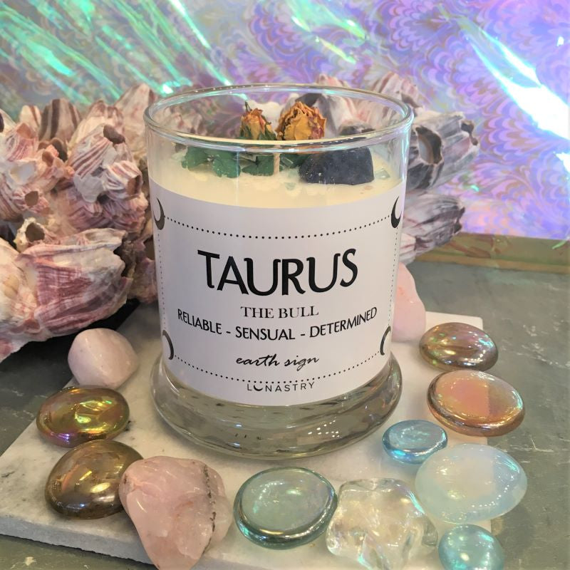 Lunastry Zodiac Soy Wax Crystal Candle 11oz