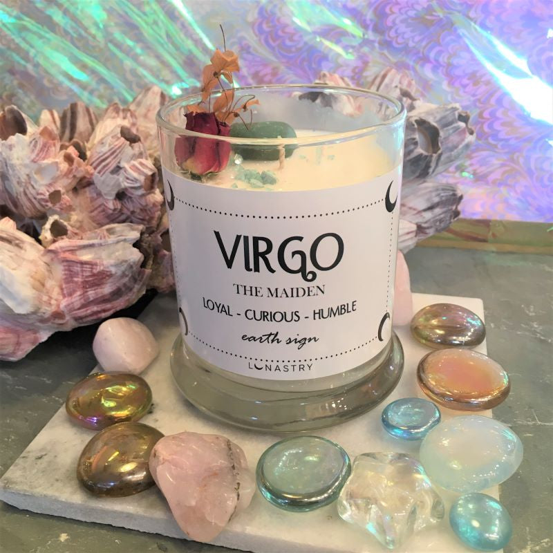Lunastry Zodiac Soy Wax Crystal Candle 11oz