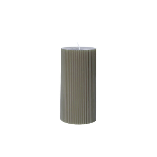 Ribbed Pillar Candle in Moss