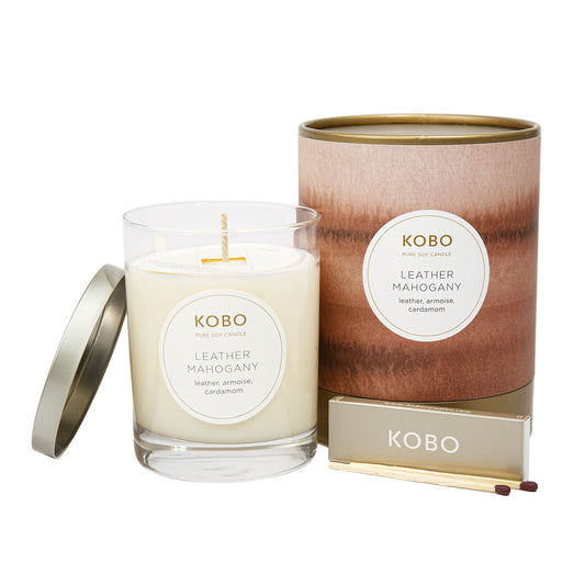 KOBO Watercolor Leather Mahogany Candle (11 oz) #10084734