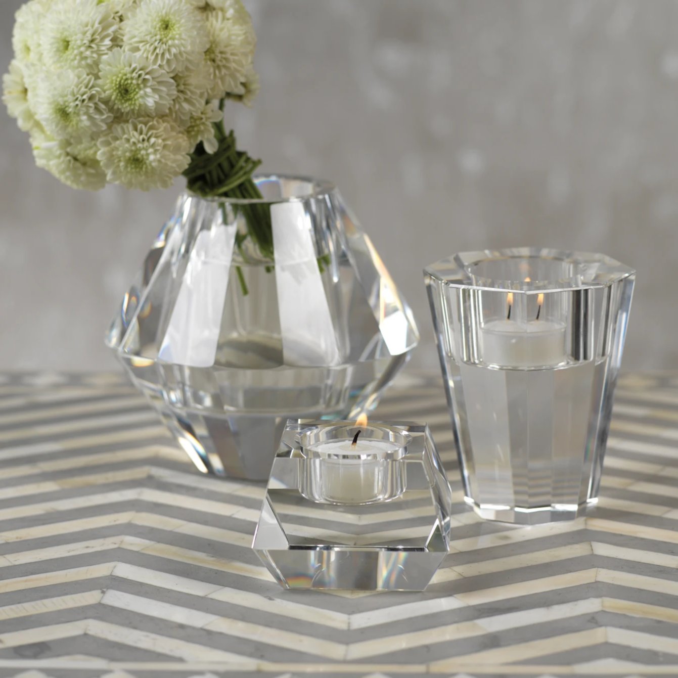 Dina Clear Crystal Tealight Holder