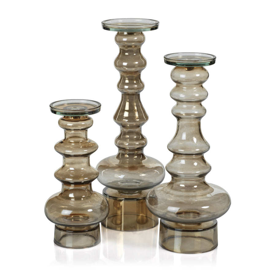 Smoke Glass Candle Holder
