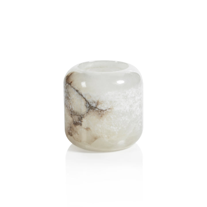 Teran Polished Alabaster Stone Candle Holder / Vase