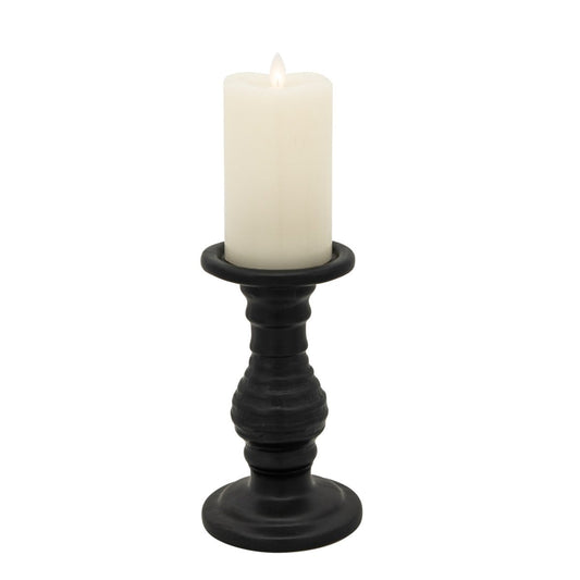 Sagebrook Home Black Textured Ceramic Candle Holder - lily & onyx