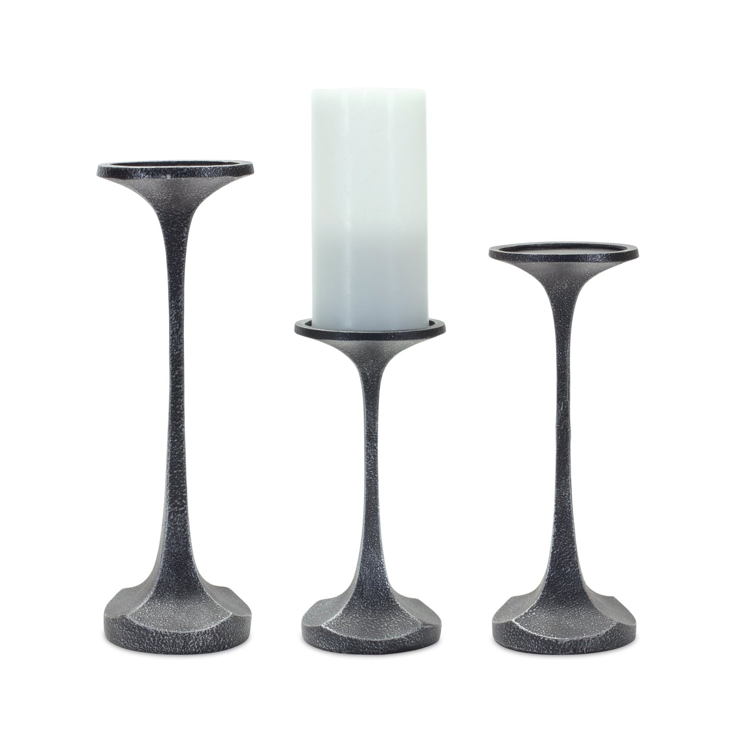 Carved Design Candle Holder, Set of 3