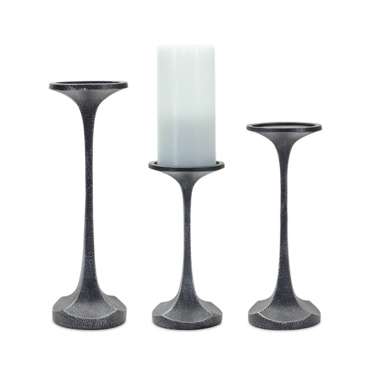 Carved Design Candle Holder, Set of 3