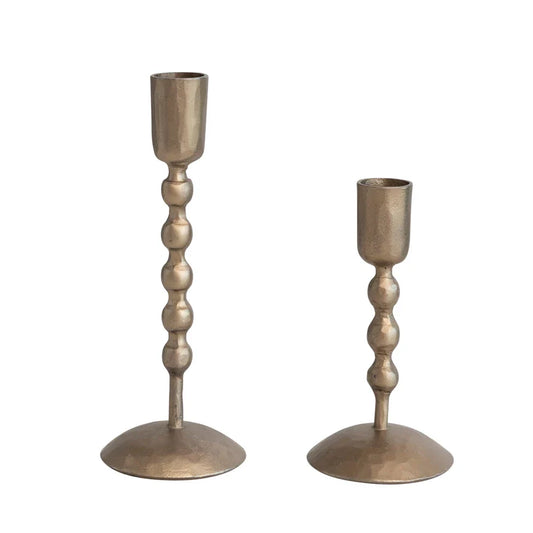 Antique Brass Candle Holders, Set of 2