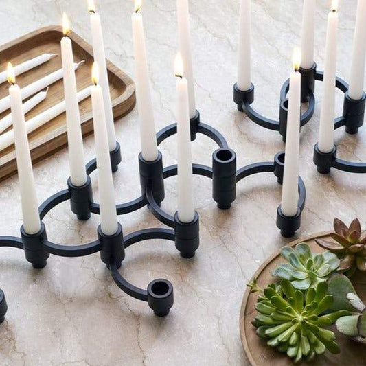 Eos Matte Black Aluminum Candleholders, Set Of 5