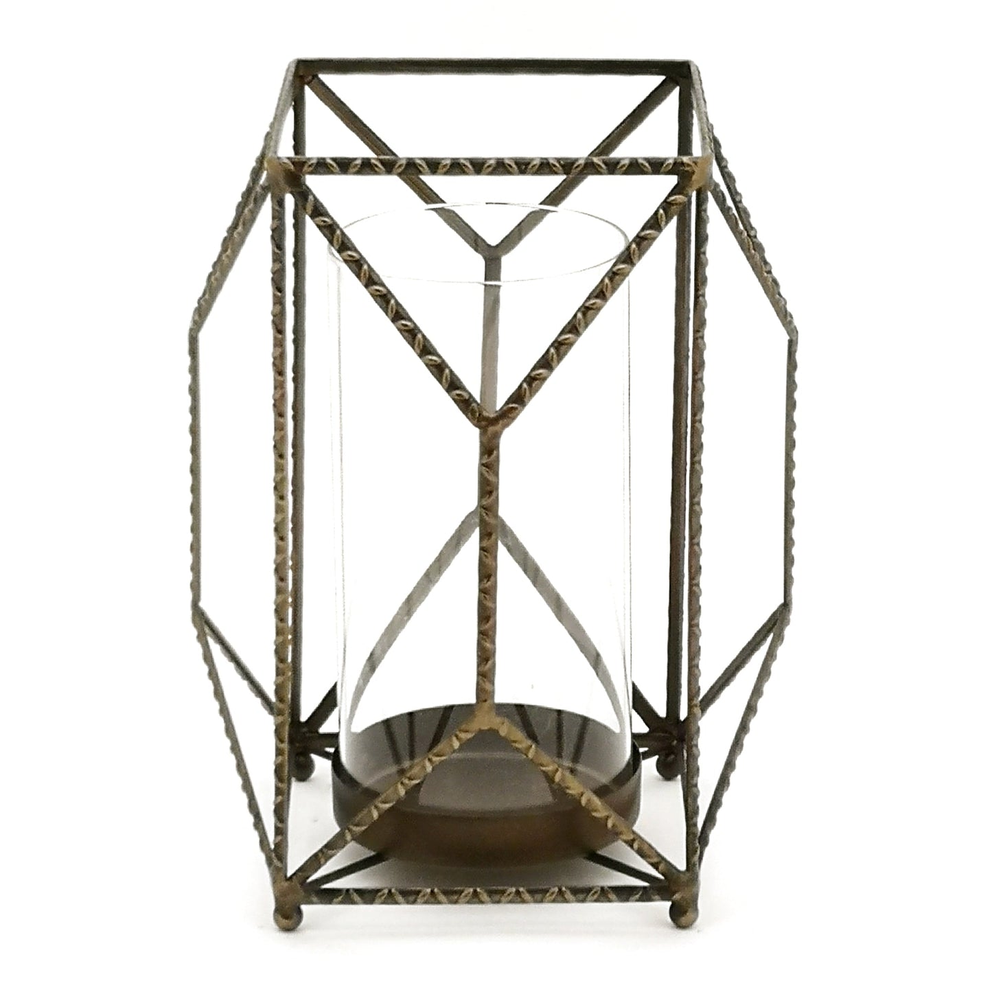 Geometric 10"H Iron Candle Holder