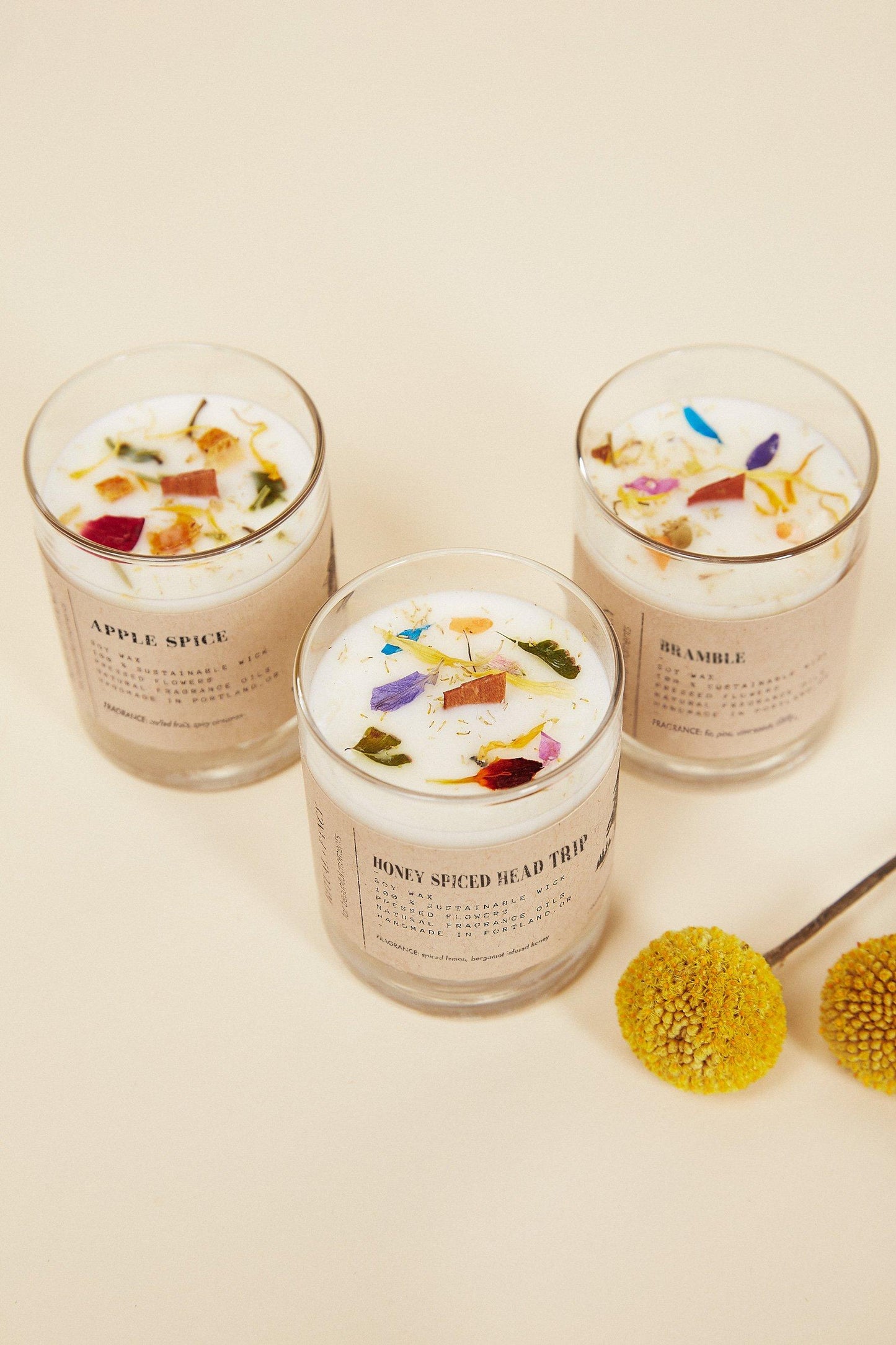 Natural Flower Petal Glass Votive Candle Bundle