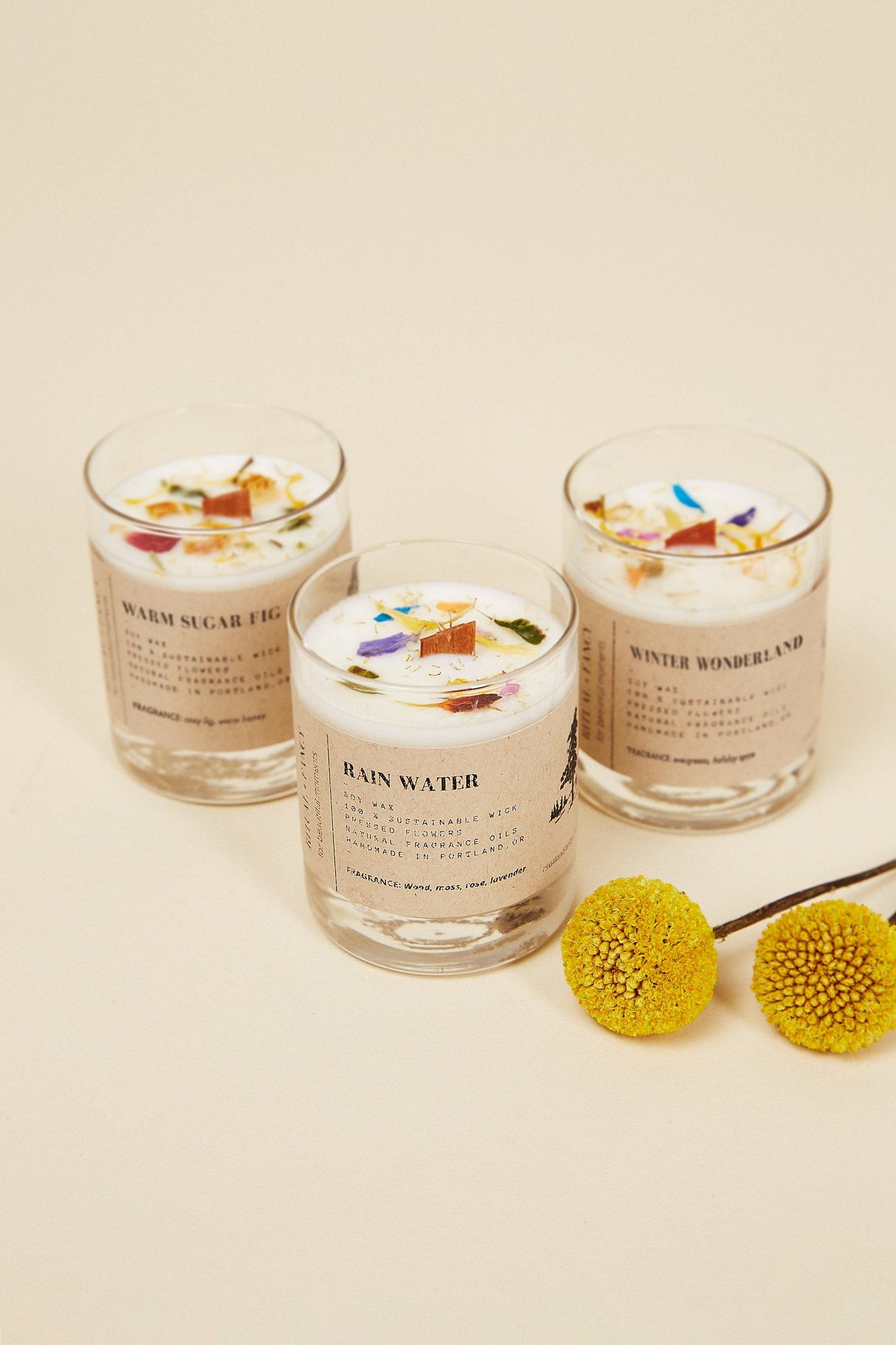 Natural Flower Petal Glass Votive Candle Bundle
