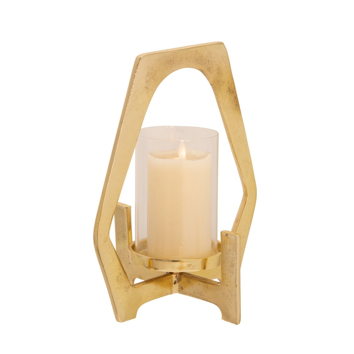 Sagebrook Home Gold Aluminum & Glass Hurricane Candle Holder - lily & onyx