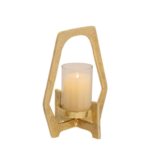 Sagebrook Home Gold Aluminum & Glass Hurricane Candle Holder - lily & onyx