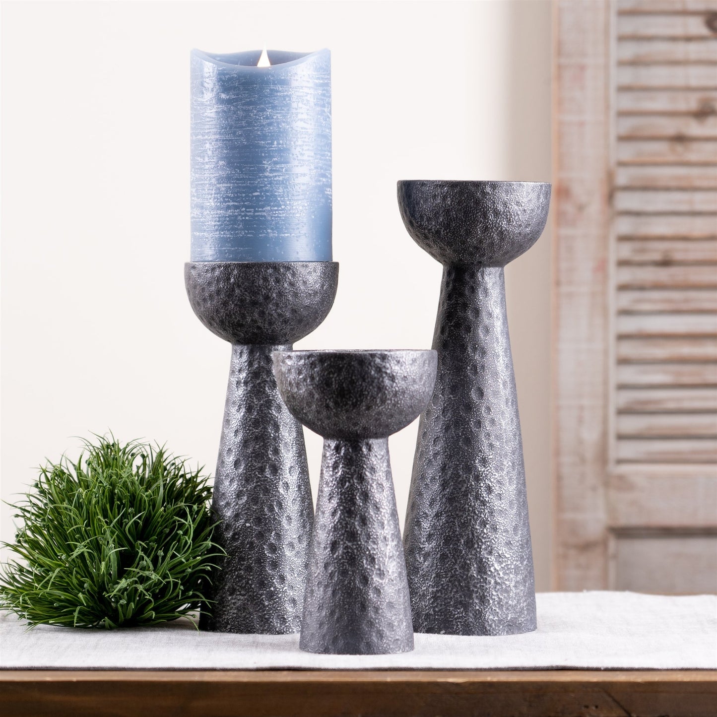 Hammered Design Candle Holder, Set of 3