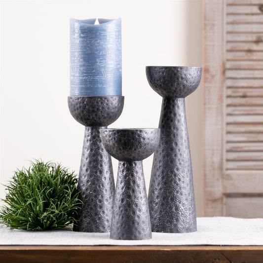 Hammered Design Candle Holder, Set of 3