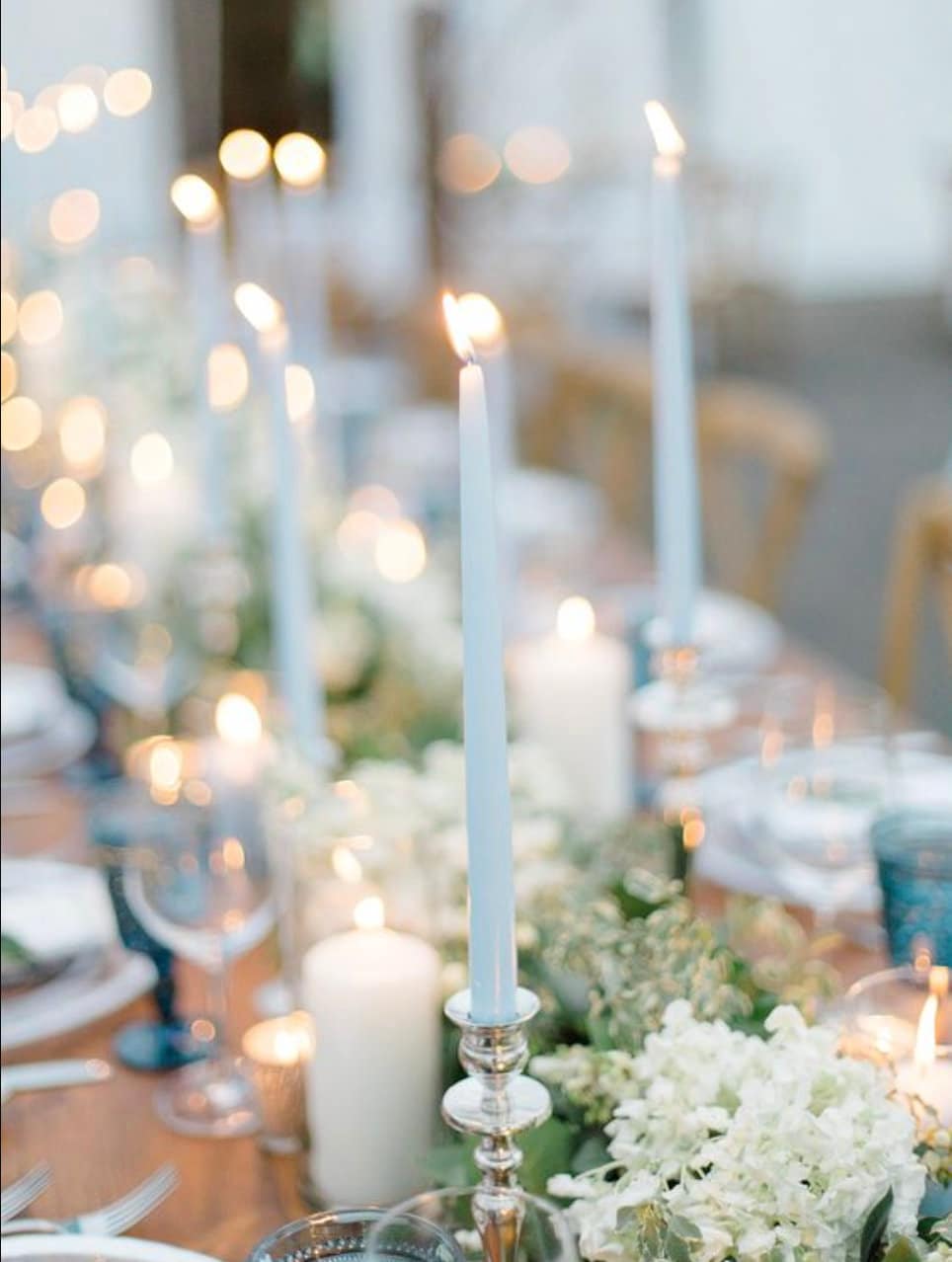 24 Dusty Blue Taper Candles