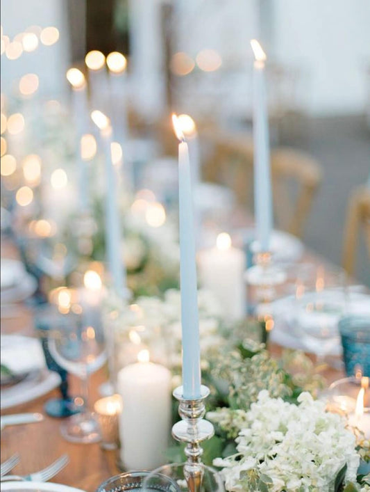 24 Dusty Blue Taper Candles