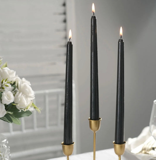 24 Dripless Black Taper Candles
