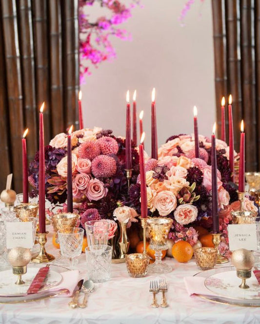 24 Burgundy Taper Candles