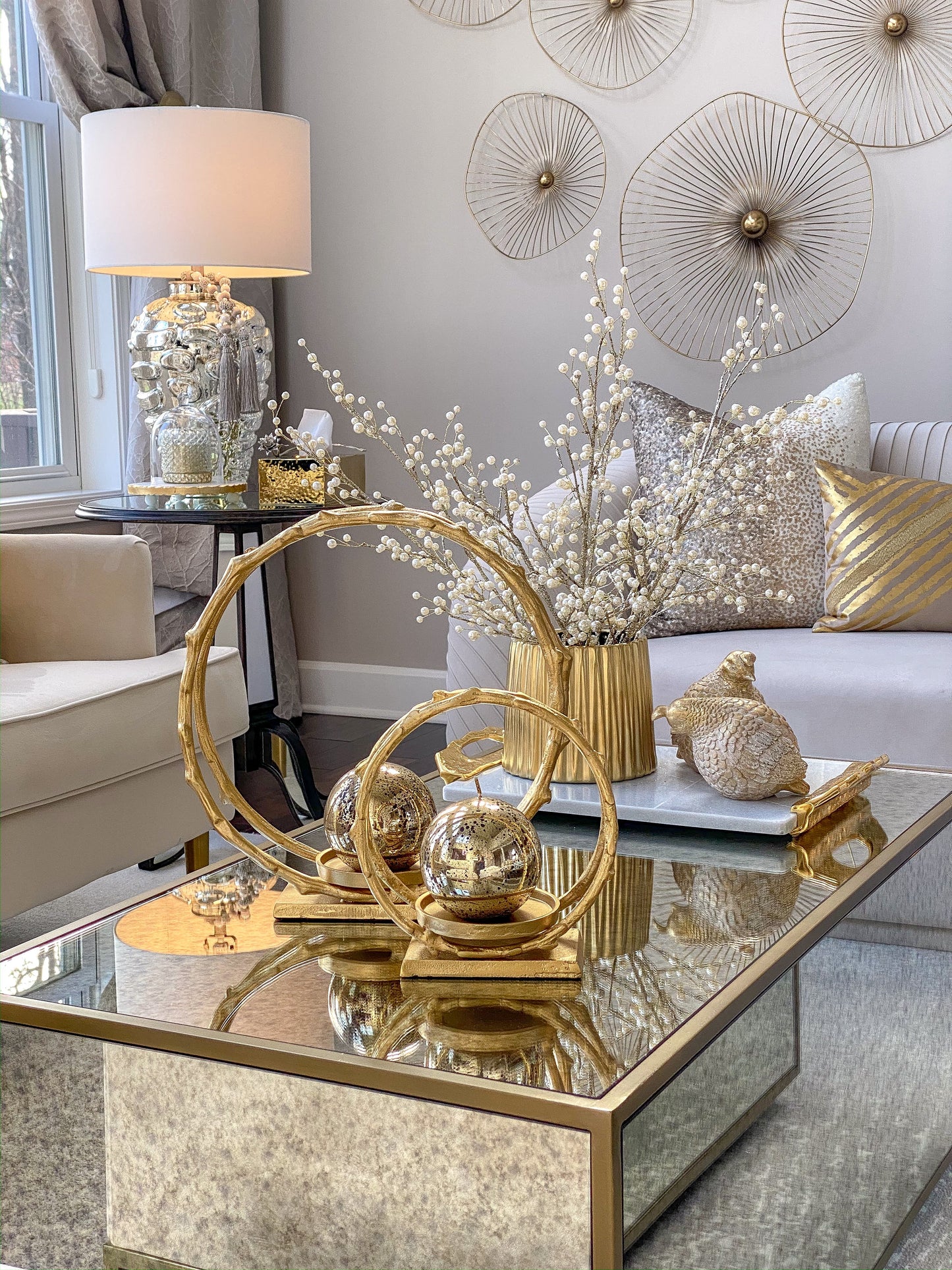 Circular Gold Metal Candle Holder (2 Sizes)