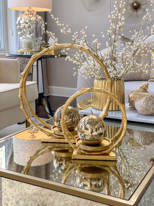 Circular Gold Metal Candle Holder (2 Sizes)