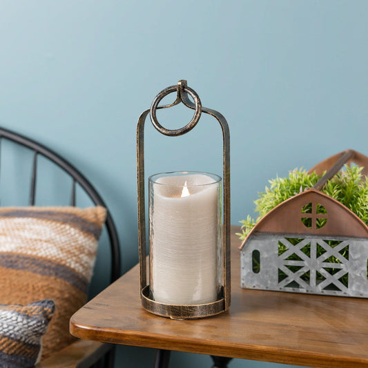 Framed Hurricane 13"H Iron Candle Holder