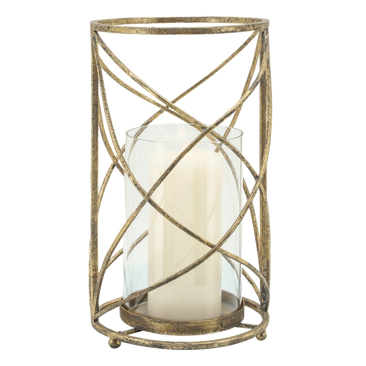Sagebrook Home Metal Hurricane Candle Holder, Gold - lily & onyx