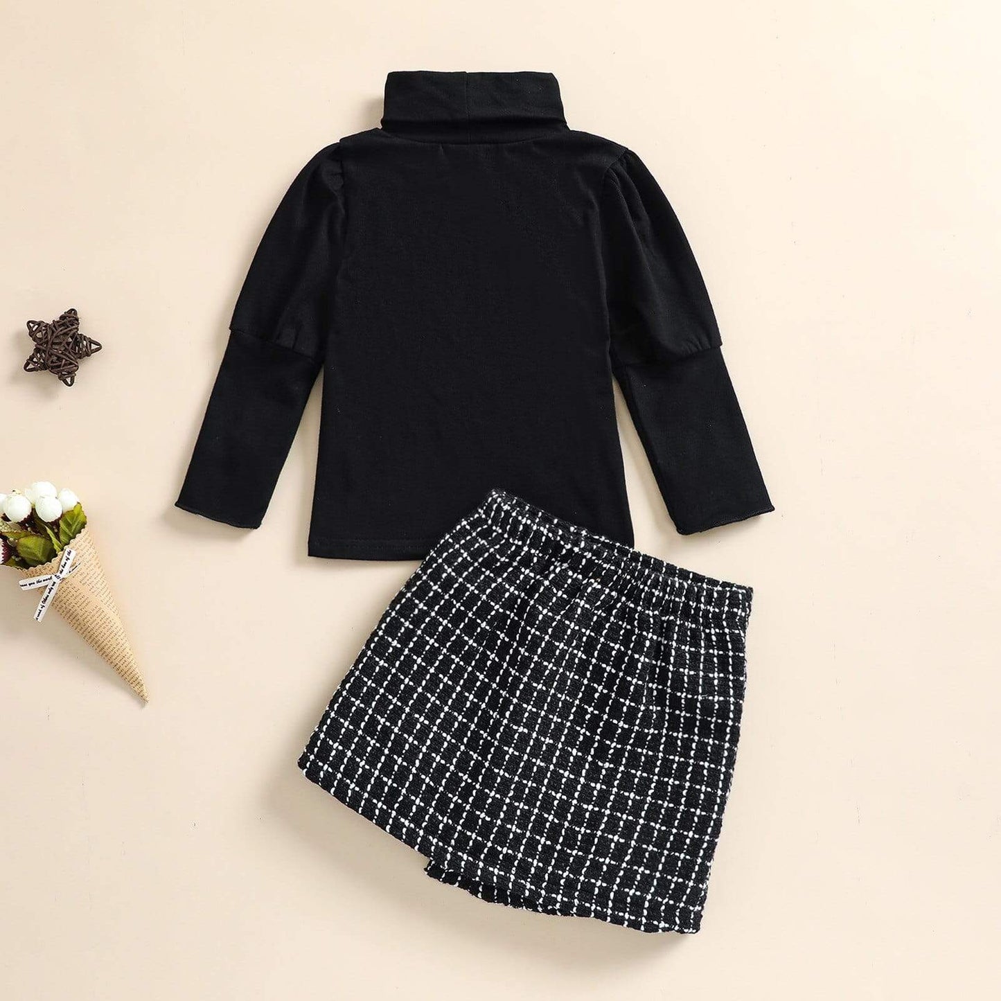 High Neck Top and Skirt Set