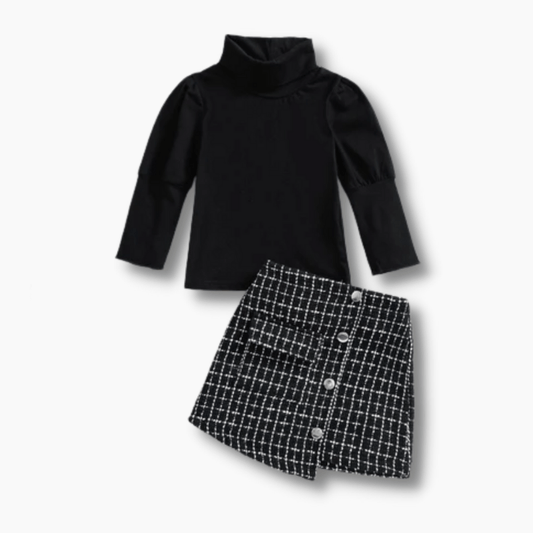 High Neck Top and Skirt Set