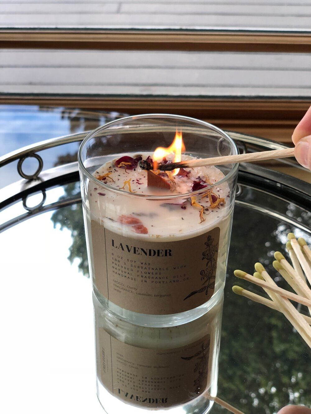 Natural Flower Petal Glass Tumbler Candle - 12 oz
