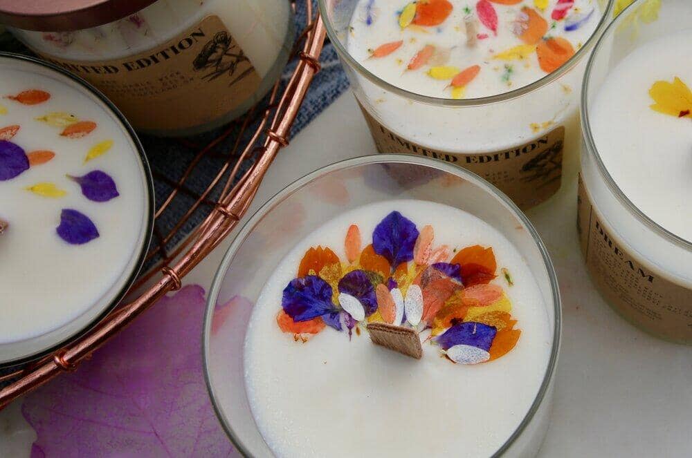 Natural Flower Petal Glass Tumbler Candle - 12 oz