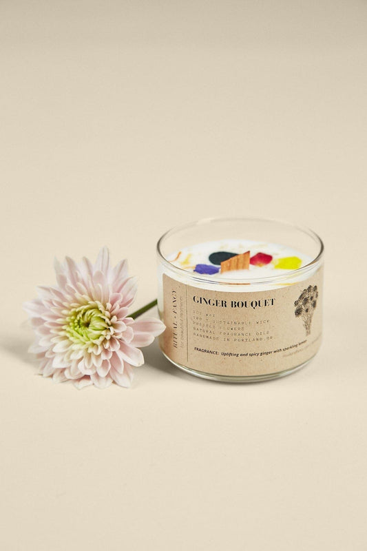 Natural Flower Petal Glass Votive Candle - 5 oz