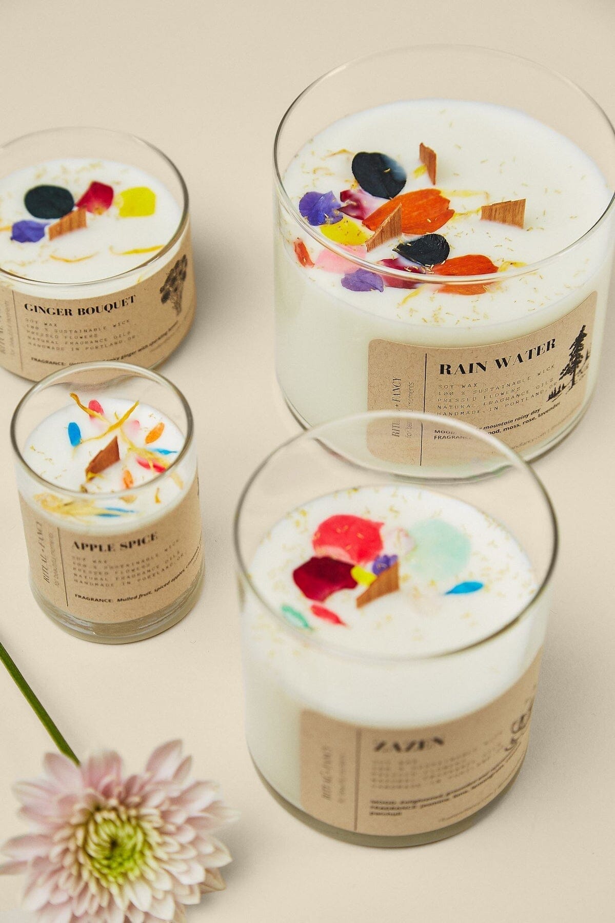 Natural Flower Petal Glass Votive Candle - 5 oz