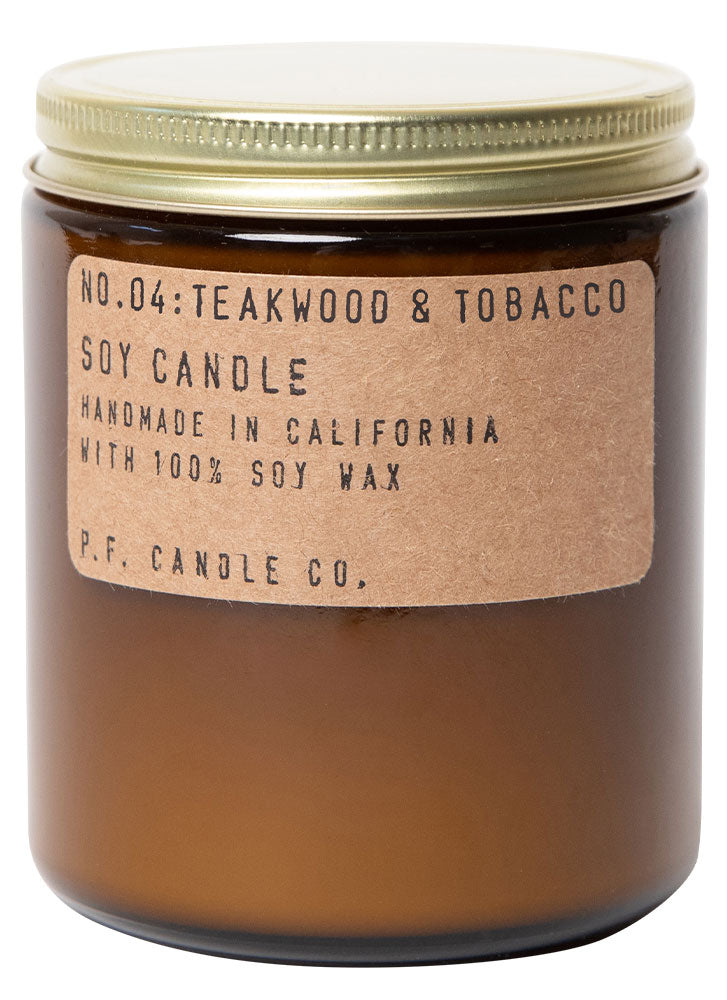 P.F. Candle Co. No. 4 Teakwood and Tobacco Standard Soy Jar Candle