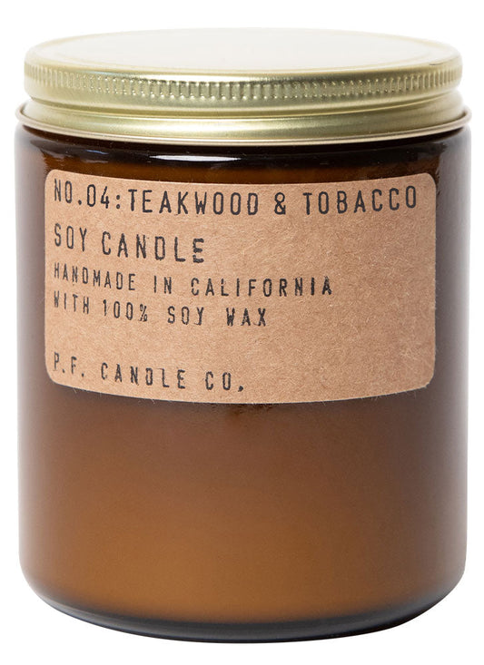 P.F. Candle Co. No. 4 Teakwood and Tobacco Standard Soy Jar Candle