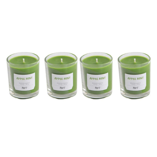 Pier-1-Apple-Mint-Glass-Set-of-4-Votives-Votive-Candles