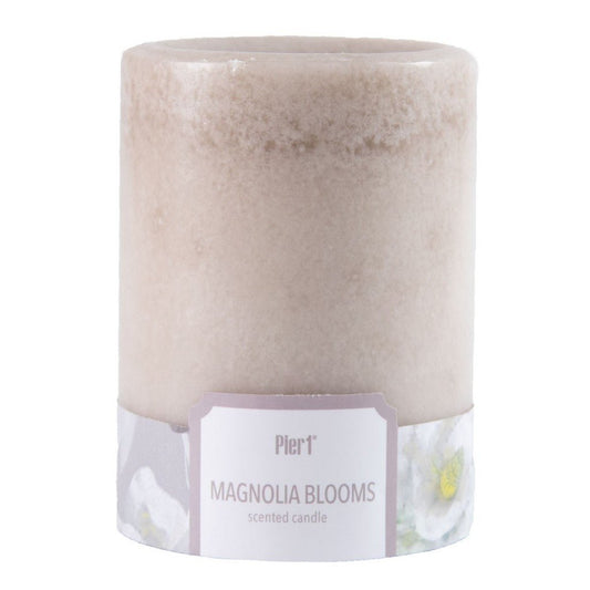 Pier 1 Magnolia Blooms 3X4 Mottled Pillar Candle - Pillar Candles