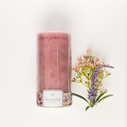Pier 1 Pink Champagne 3X6 Mottled Pillar Candle