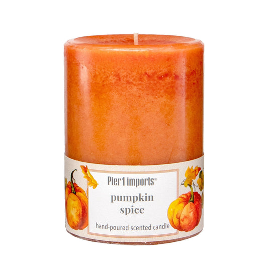 Pier 1 Pumpkin Spice 3x4" Mottled Pillar Candle - Pillar Candles