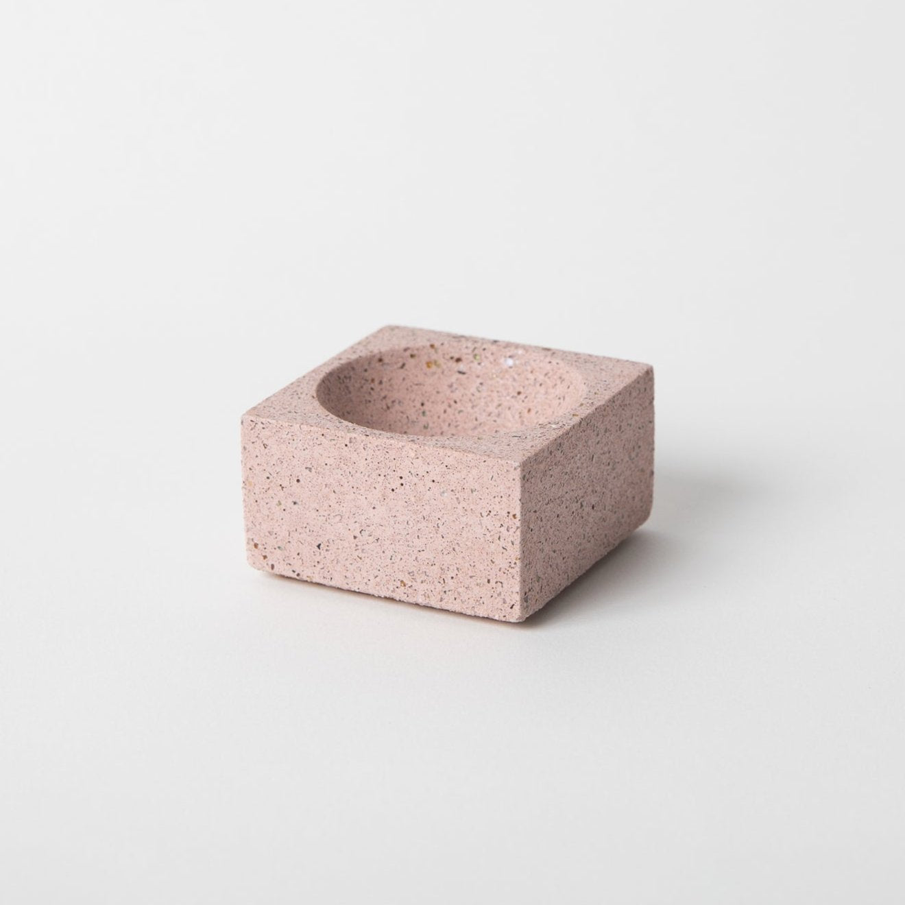 Square concrete terrazzo incense holder in natural.