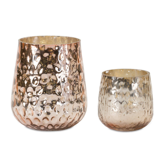 Rose Gold Glass Candle Holder, Set of 8