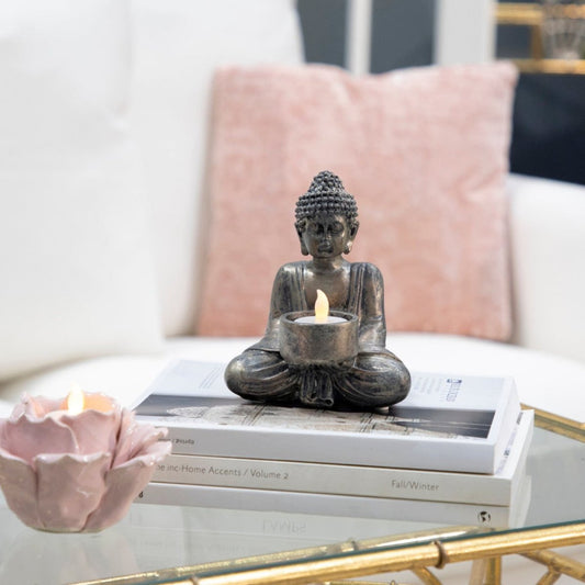 Sagebrook Home Seated Buddha Tealight Candle Holder - lily & onyx