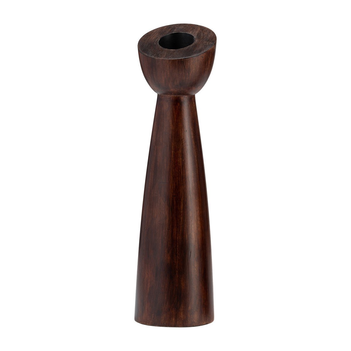 Sagebrook Home Slanted Wood Candle Holder, Brown - lily & onyx